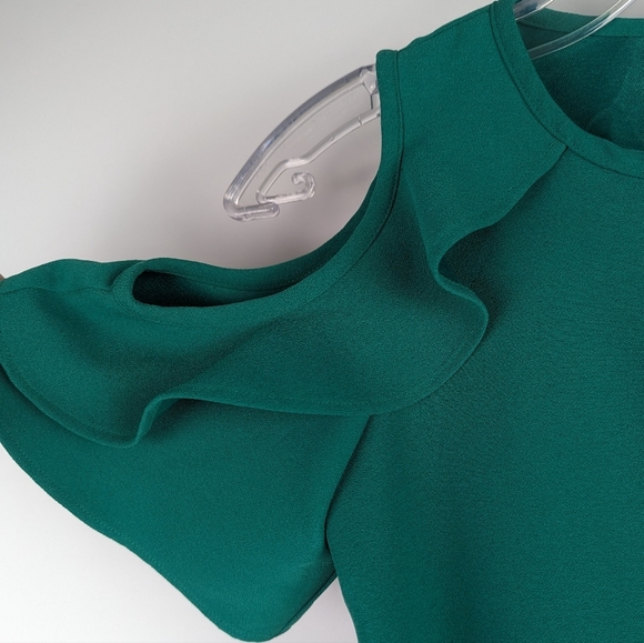 Kate Spade♠️ GIRLS Green Cold Shoulder Ruffle Sheath Dress - Picture 5 of 7